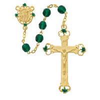 7mm Gold Green Glass Rosary