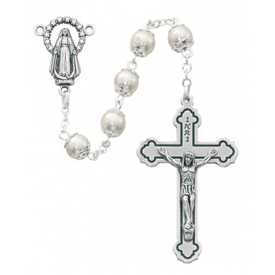 7mm Pearl Capped Beads Rosary - 735365518166 - 263C