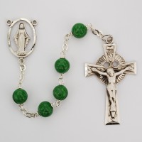 Ss 7mm Glass Shamrock Rosary