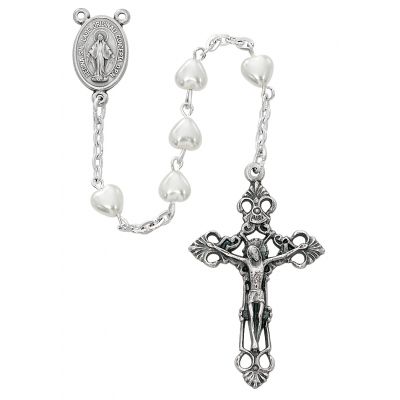 6x6mm Pearl Heart Rosary - 735365520862 - 350C