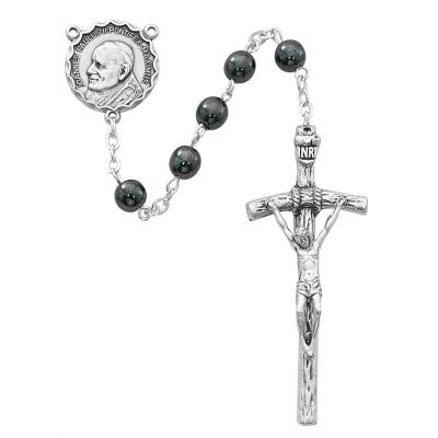 6mm Hematite Beads Papal Rosary - 735365521326 - 360C