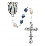 6mm Blue/pearl Rosary