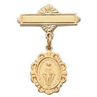 Gold Plated Silver Miraculous Medal Baby Pin