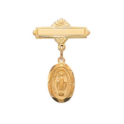 Gold Plated Sterling Silver Miraculous Medal Baby Pin - 735365184774 - 433J