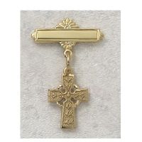 Gold Over Sterling Silver Cross/Baby Bar Pin