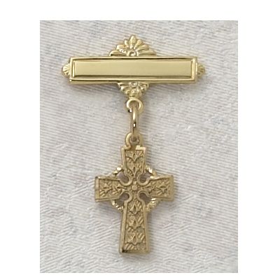 Gold Over Sterling Silver Cross/Baby Bar Pin - 735365503094 - 434JT