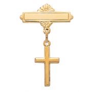 Gold Plated Sterling Silver Cross Baby Pin