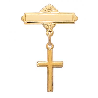 Gold Plated Sterling Silver Cross Baby Pin - 735365448845 - 435JT