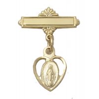 Gold Plated Sterling Silver Miraculous Medal Gold Plated Baby Pin