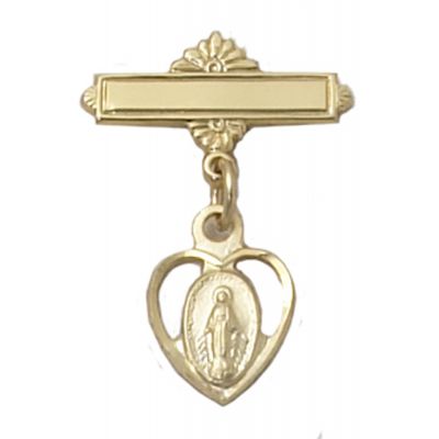 Gold Plated Sterling Silver Miraculous Medal Gold Plated Baby Pin - 735365184798 - 436J