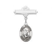 Sterling Silver St. Michael Baby Bar Pin Deluxe Gift Box Included