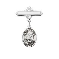 Sterling Silver St. Michael Baby Bar Pin Deluxe Gift Box Included