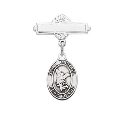 Sterling Silver St. Michael Baby Bar Pin Deluxe Gift Box Included - 735365497010 - 439L