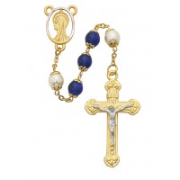 8mm Blue/pearl Capped Rosary