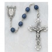 Ss 7mm Blue Glass Rosary