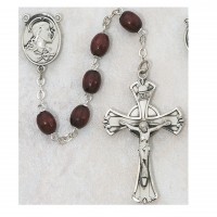 Ss 6x8mm Brown Wood Rosary