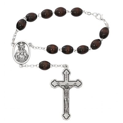 6x8mm Brown Auto Rosary/