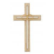 8 inch Oak w/White Wedding Cross