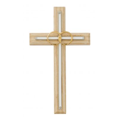 8 inch Oak w/White Wedding Cross - 735365547401 - 71-11