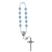 Blue Lourdes Auto Rosary/Card