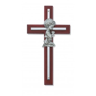6 inch Cherry Boy Wall Cross Silver - 735365583966 - 73-25