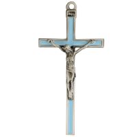 5 inch Blue Enamel Crucifix, Boxed