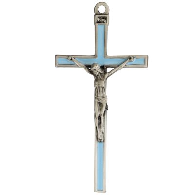 5 inch Blue Enamel Crucifix, Boxed 735365483112 - 73-36