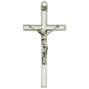 5 inch White Enamel Crucifix, Boxed