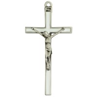 5 inch White Enamel Crucifix, Boxed