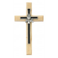 7" Oak Cross With Black Commun