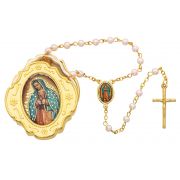 Gold Guadalupe Box & Pink Rosary