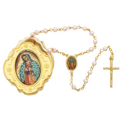 Gold Guadalupe Box & Pink Rosary - 735365421015 - 760-122