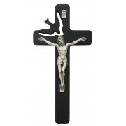 8" Black Holy Spirit Crucifix With Pewter Corpus And Inri
