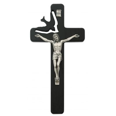 8" Black Holy Spirit Crucifix With Pewter Corpus And Inri - 735365468560 - 77-07