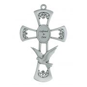 6 inch Pewter Confirmed in Christ Wall Cross w/Dove w/Gift Box