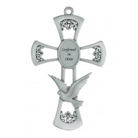 6 inch Pewter Confirmed in Christ Wall Cross w/Dove w/Gift Box
