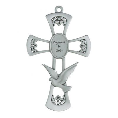 6 inch Pewter Confirmed in Christ Wall Cross w/Dove w/Gift Box - 735365534432 - 77-20