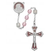 7mm Pink Pearl Rosary W/enamel