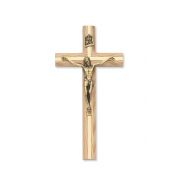 8 inch Oak Crucifix w/Gold Inlay