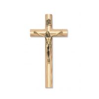 8 inch Oak Crucifix w/Gold Inlay