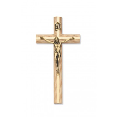 8 inch Oak Crucifix w/Gold Inlay - 735365136544 - 79-00487