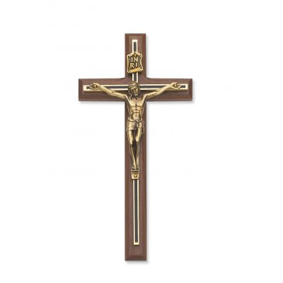 10 inch Walnut Crucifix Black/Gold Overlay - 735365220403 - 79-02109