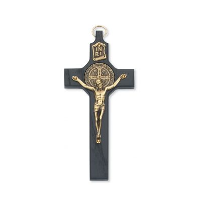 6 1/4 inch Black St. Benedict Wall Crucifix Gold Coin & Corpus - 735365275038 - 79-42500