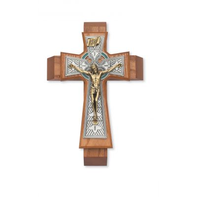 11 inch Walnut Celtic Sick Call Crucifix & Gift Box - 735365479818 - 79-42661