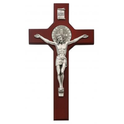 10.5 inch Cherry Saint Benedict Wall Crucifix & Gift Box - 735365486984 - 79-42672