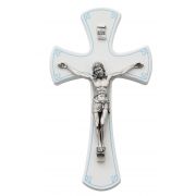 7 inch White/Silver Crucifix/Blue & Gift Box