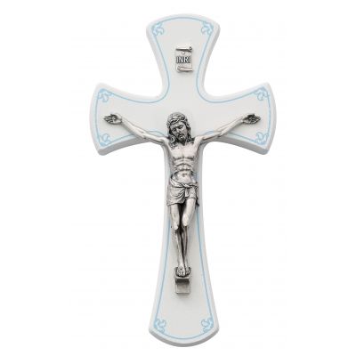 7 inch White/Silver Crucifix/Blue & Gift Box - 735365532407 - 79-66