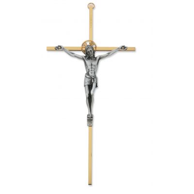 8 inch 2-Tone Brass Crucifix - 735365532513 - 79-77