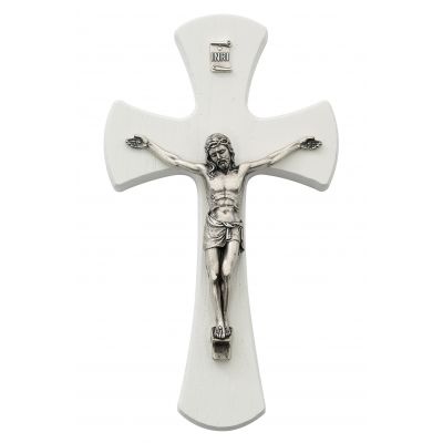 7 inch White Crucifix w/Silver Corpus - 735365276271 - 79-78