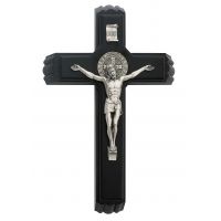 12 inch Black Wood Saint Benedict Sick Call Set White Corpus